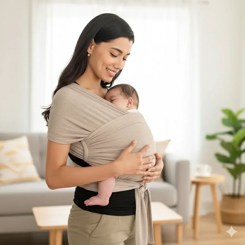 Sling ergonômico para recém-nascido.